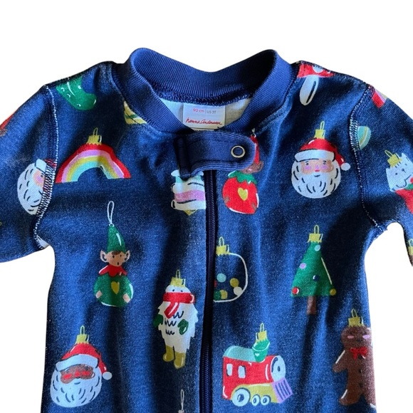 Hanna Andersson Navy Festive Retro Christmas bodysuit pajamas Toddler Size 3T - Picture 2 of 4
